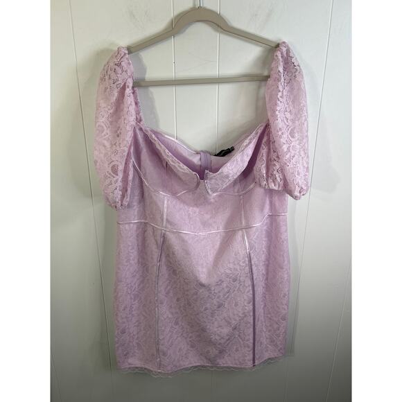 PRETTYLITTLETHING Plus Lilac Lace Cup Detail Bodycon Dress in Size 12 - Picture 5 of 8
